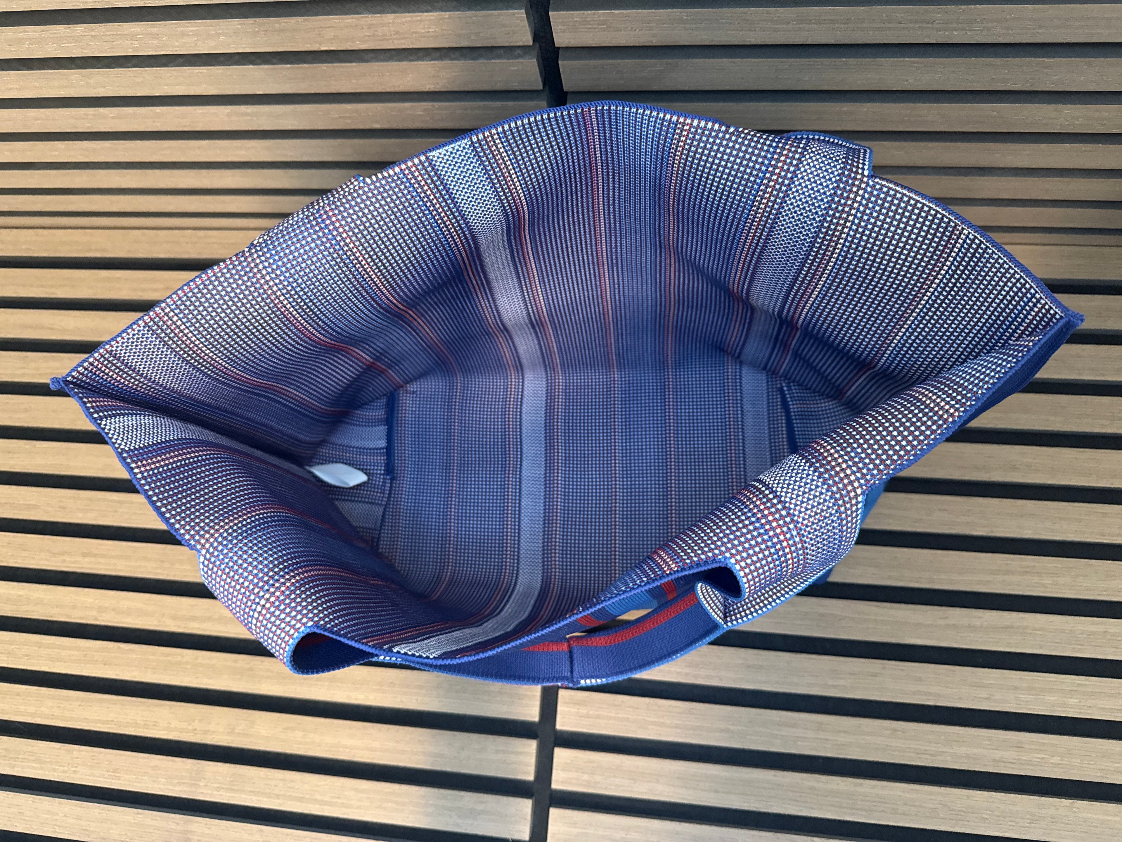 Personalized Red, White & Blue Striped Woven Tote Bag