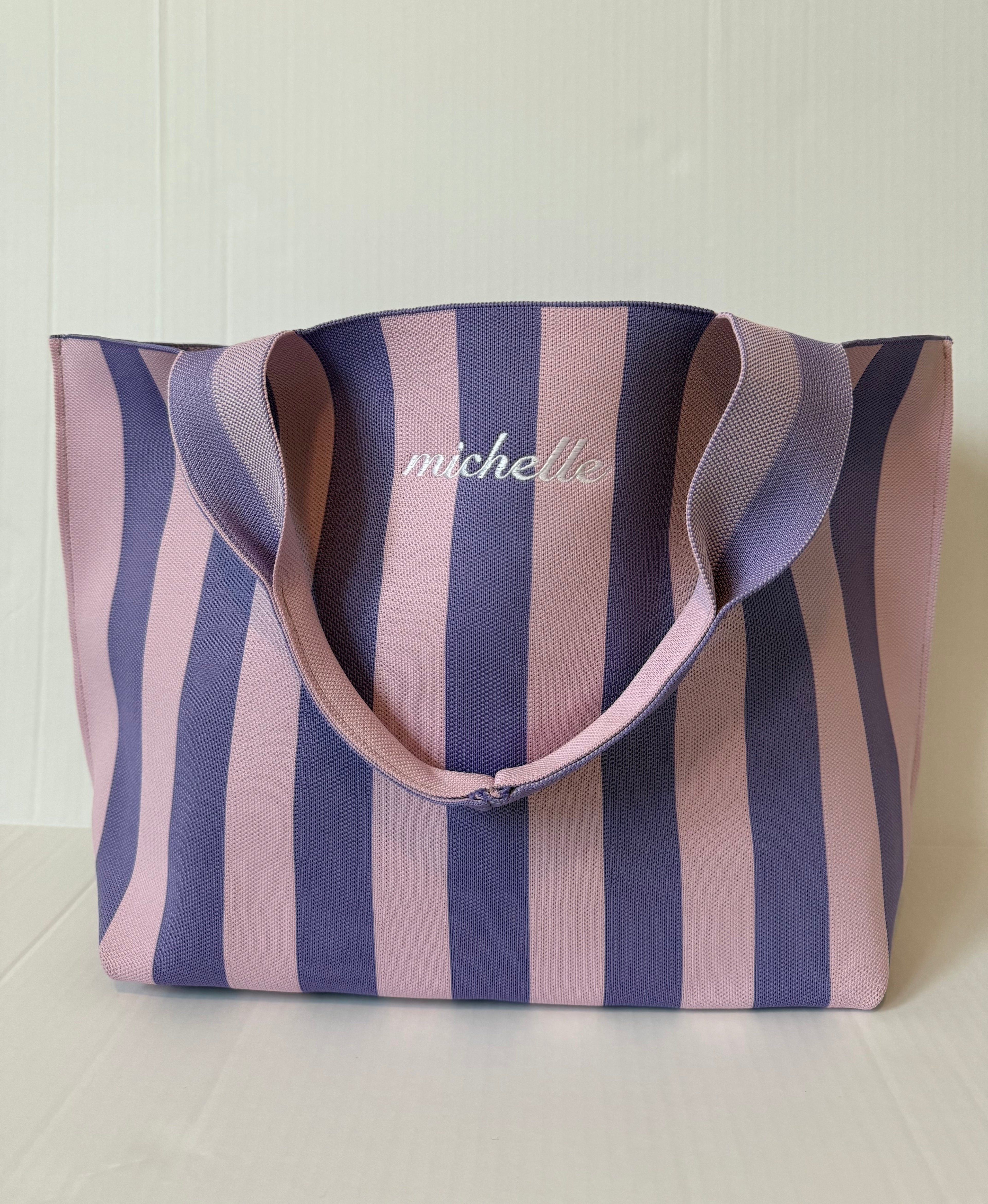 Personalized Striped Tote Bag