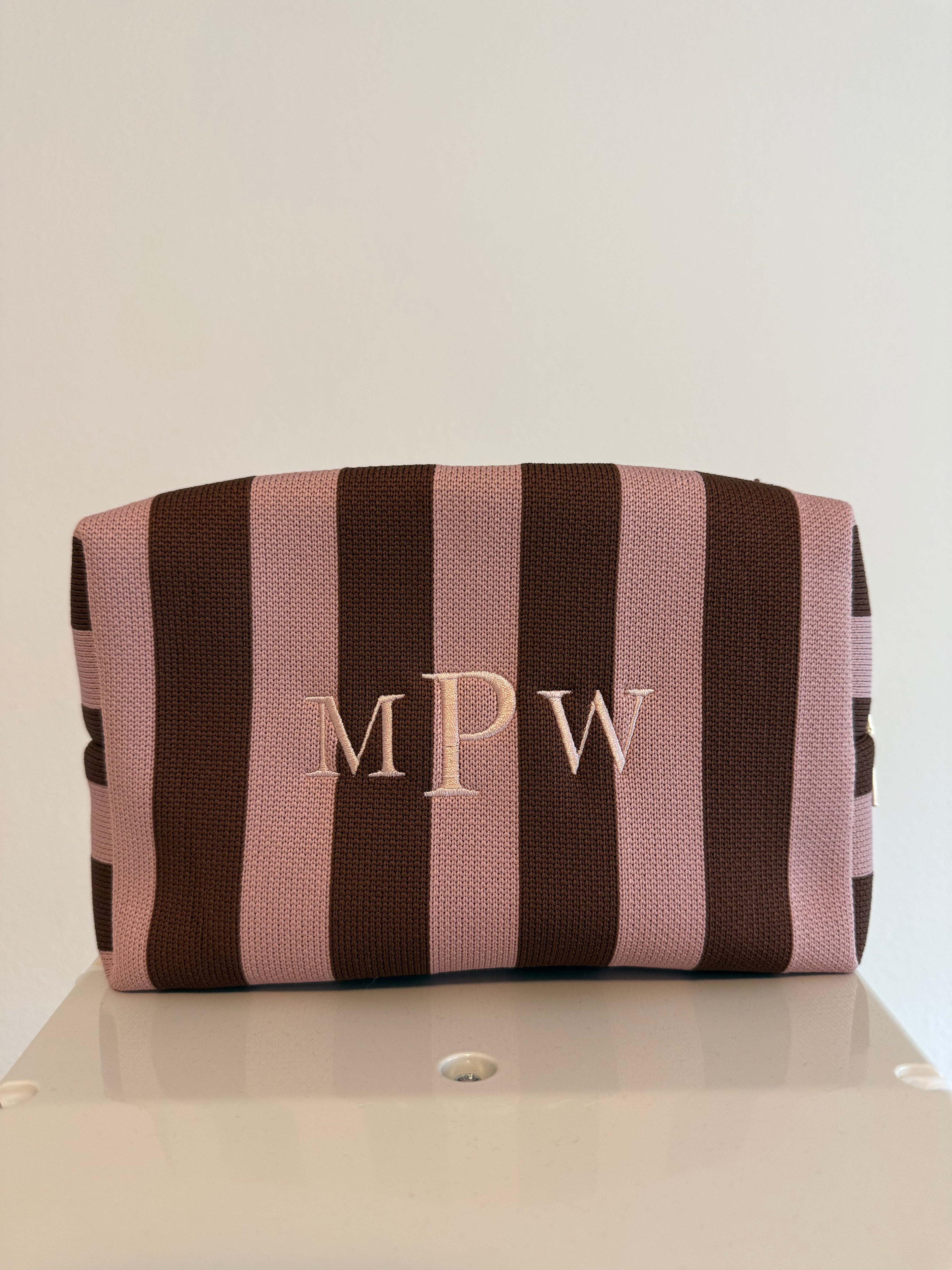 Personalized Striped Travel/Cosmetic Bag
