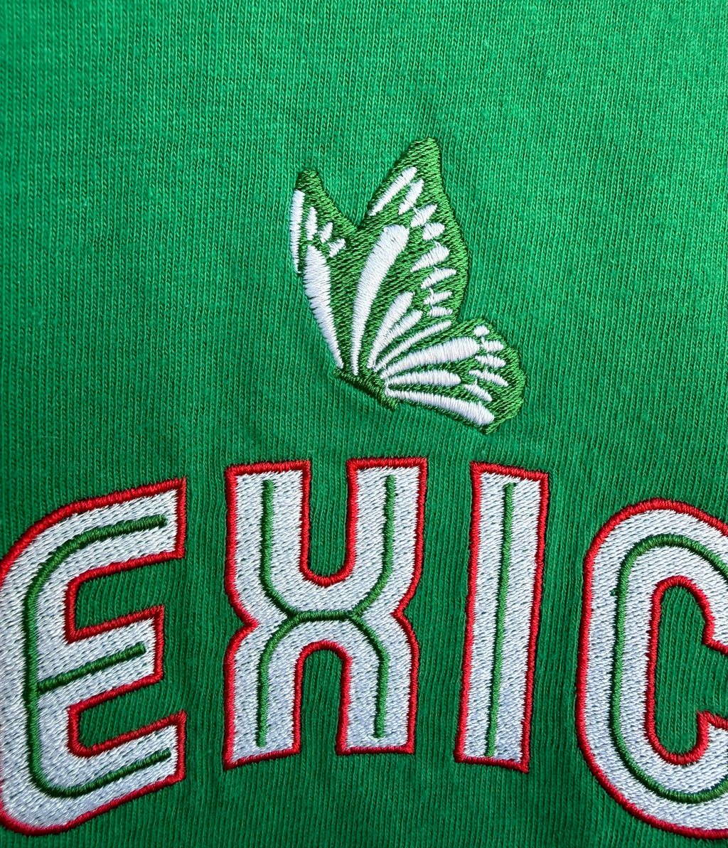 Mexico Embroidered Crop Tee | Butterfly Mexican Flag Shirt | Mexico Soccer Crop Top